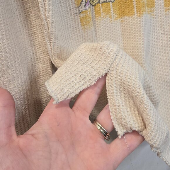 Grateful Dead Thermal Long Sleeve Shirt Off White Medium-Large Dancing Skeletons - Picture 3 of 8